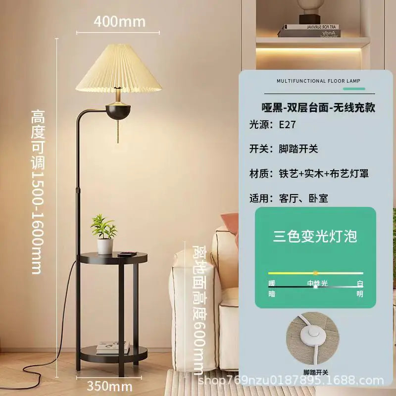 Cream Style Floor Lamp with Wireless Charging Table