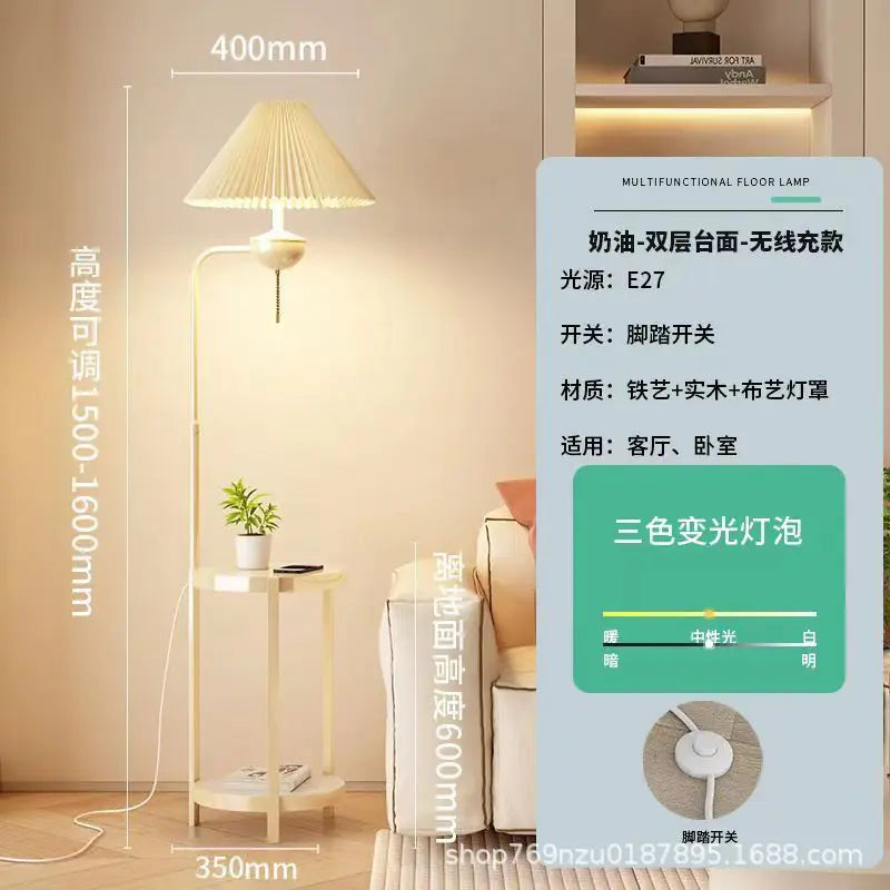 Cream Style Floor Lamp with Wireless Charging Table
