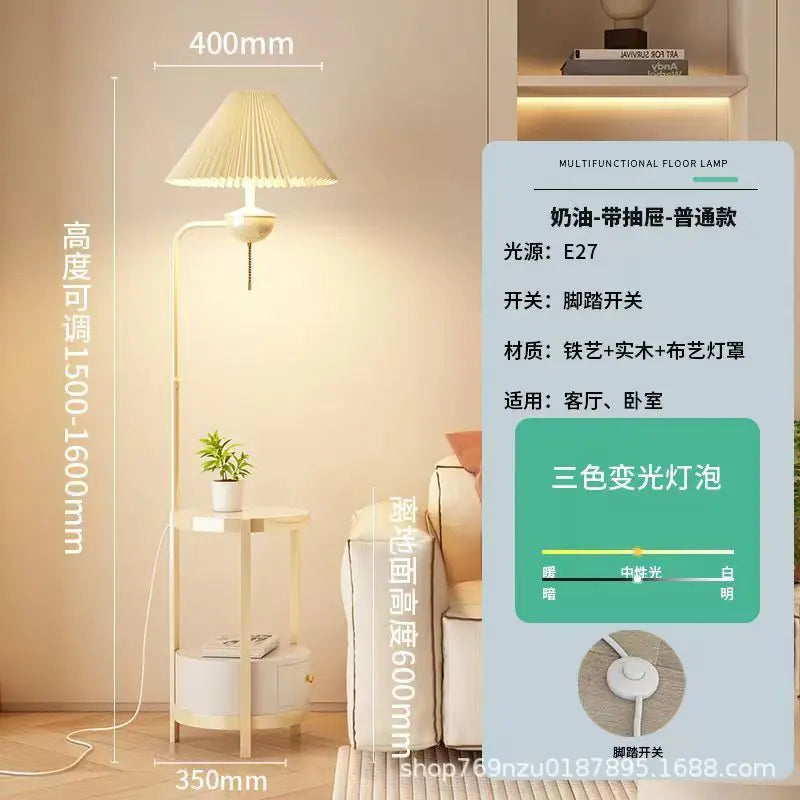 Cream Style Floor Lamp with Wireless Charging Table