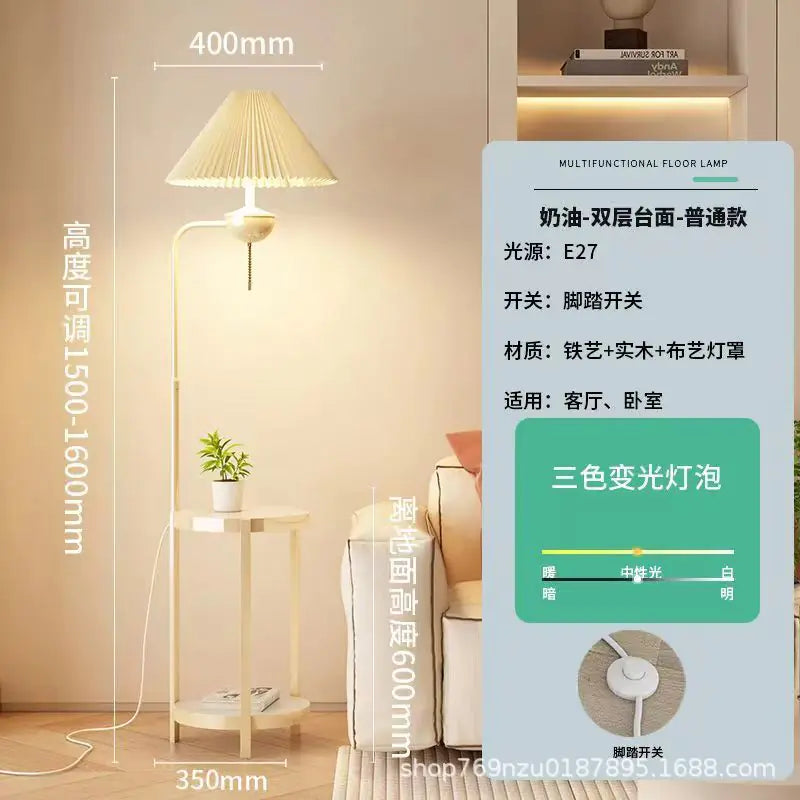 Cream Style Floor Lamp with Wireless Charging Table